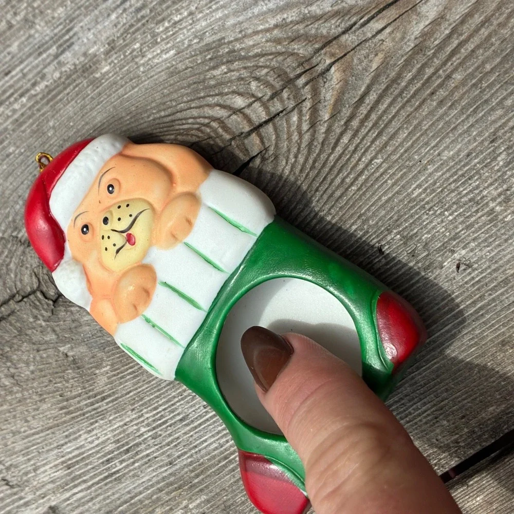 Giftco Photo Pals Porcelain Ornament Dog Stocking Picture Frame Christmas